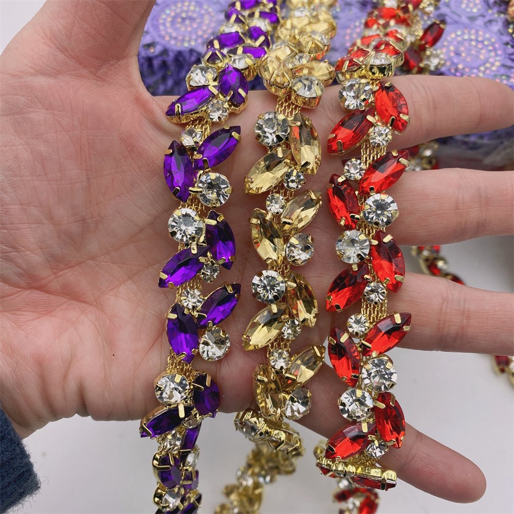 10yards Crystal Rhinestone Chain Bridal Sash Rhinestone Trim Applique Wedding Belt Garment Accessories