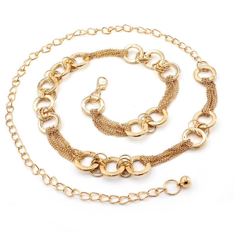 Manufacturer Oem Fashion Thick Ring Chain Belts For Women Lady Fancy Metal Chain Belt