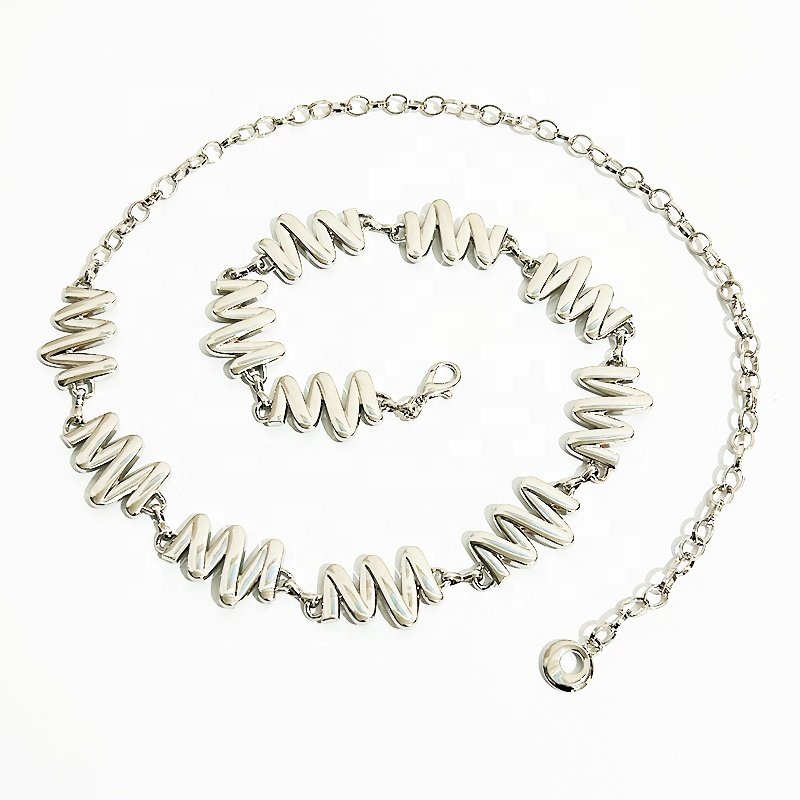 New high-class sense of metal chain waist chain ladies dress suit coat decoration wide belt