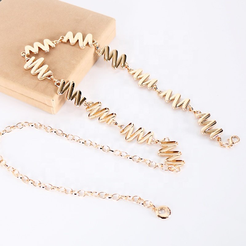 New high-class sense of metal chain waist chain ladies dress suit coat decoration wide belt