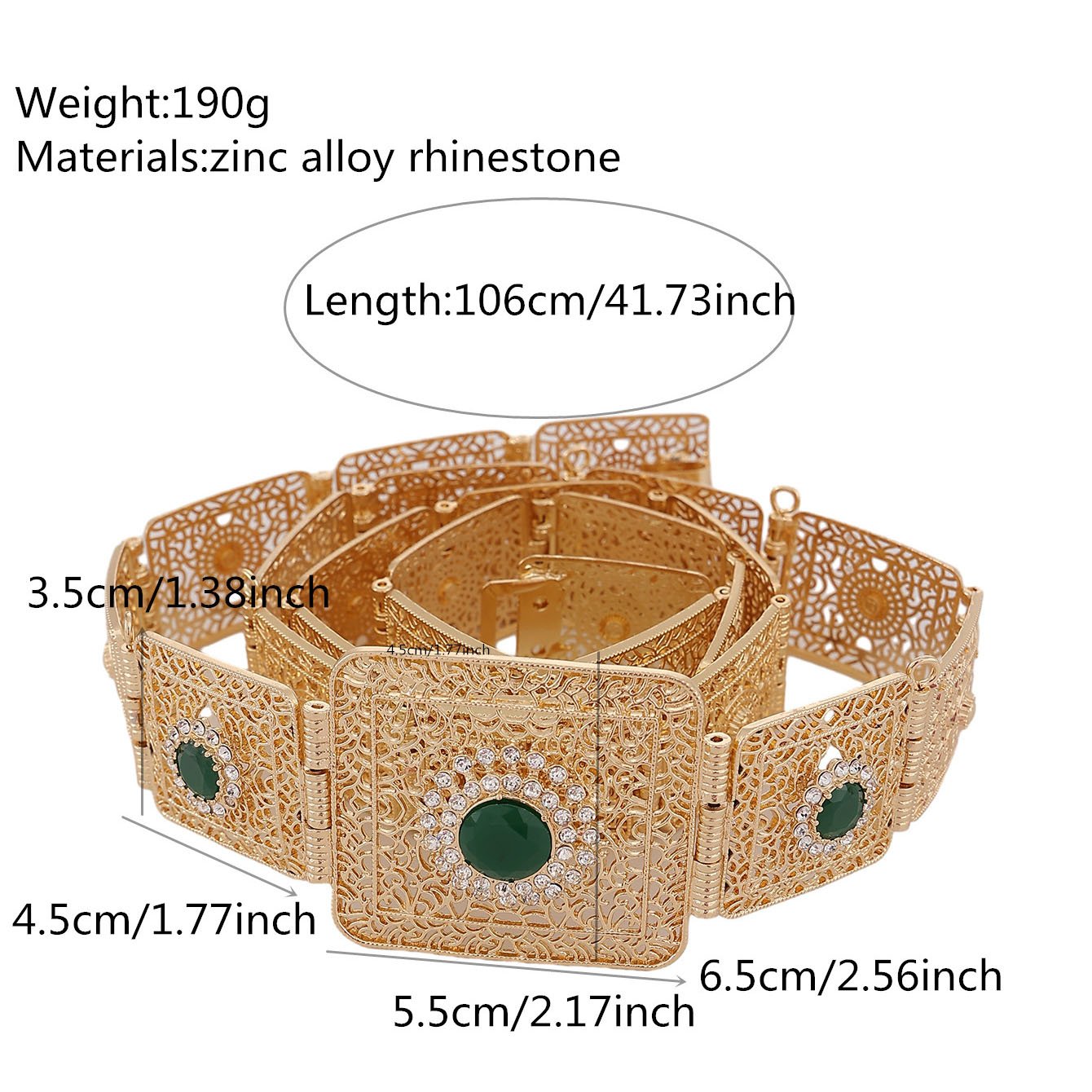 New Square Rhinestone Caftan Belt Moroccan Women Gown Chains Gold Color Luxury Chic Body Accessories Bridal Gifts