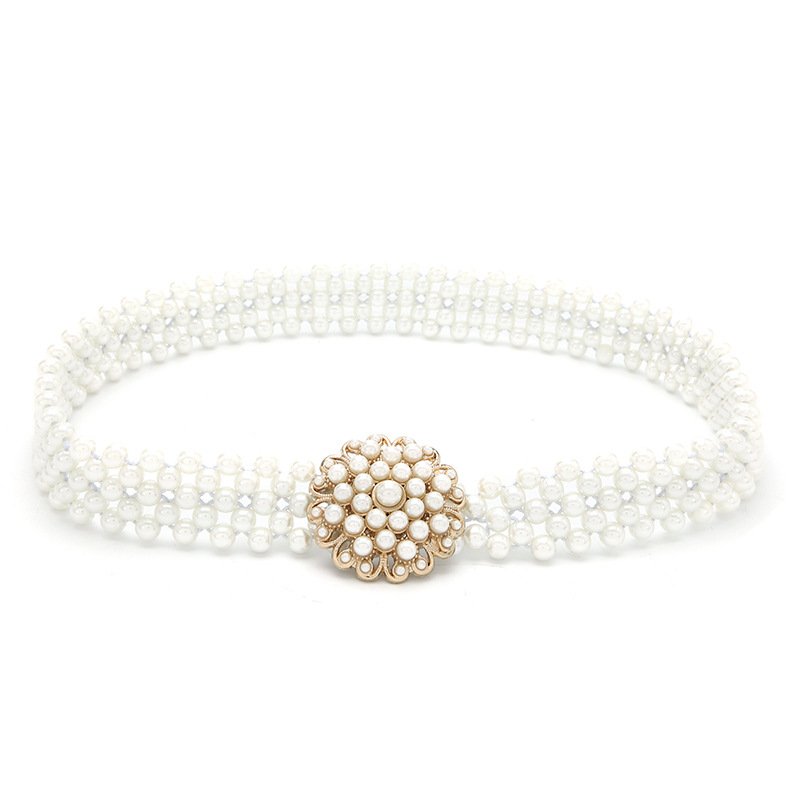 Factory Wholesale Women Belt Dress Pearl Waist Belt Lady Beads Belts