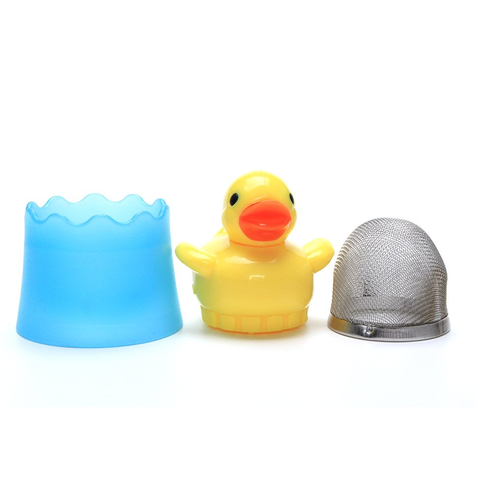 Factory wholesale Lovely Floating Duck Tea Infuser Silicone Tea Filter Stainless Steel Belt Chain Tea Strainer