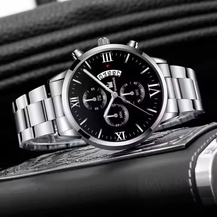 Wholesale Fashion Business Quartz Watch For Men Date Gold 2pcs Stainless Steel bracelet jewelry gift Set Luxury Man WristWatches