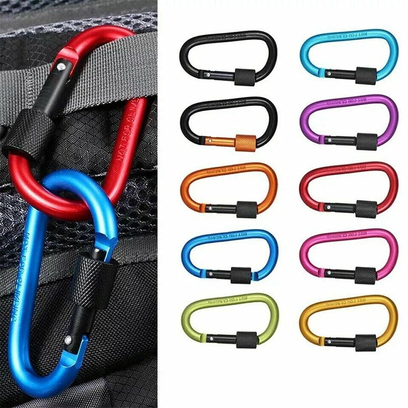 New Arrival Aluminium Camp Carabiner Metal Clip Clasp Hook Keyring Snap Clasp Colorful Engrave Swivel