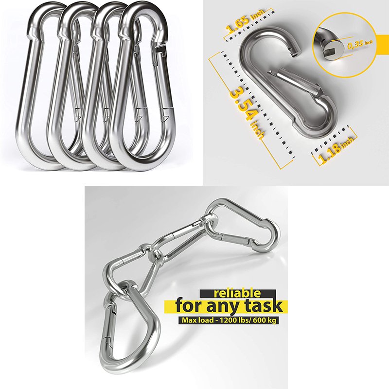 New Arrival Aluminium Camp Carabiner Metal Clip Clasp Hook Keyring Snap Clasp Colorful Engrave Swivel