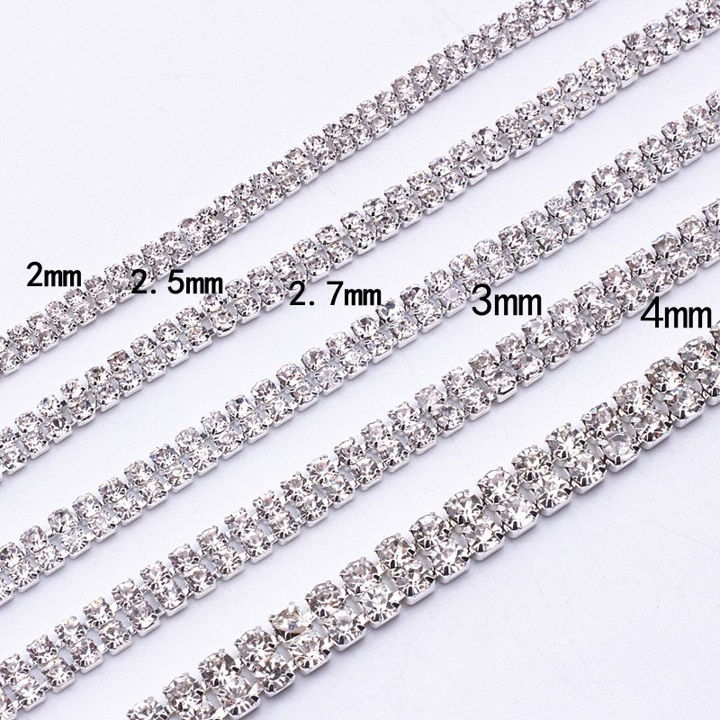 Crystals Crafts Supplier Clothes Accessories Chain Silver Craft Transparent Glass Chain Belt Rhinestone Trim