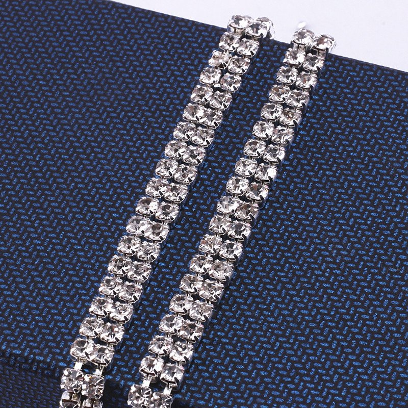 Crystals Crafts Supplier Clothes Accessories Chain Silver Craft Transparent Glass Chain Belt Rhinestone Trim