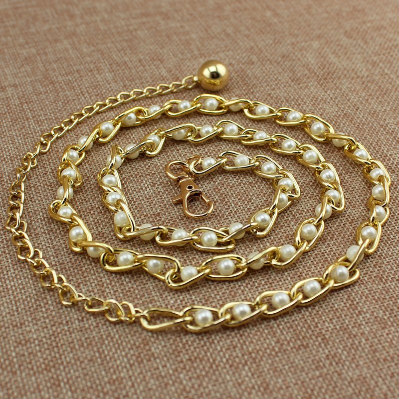 2020 hot-sale products thin gold waist peail chain fashion skirt abdomen accessories body chain