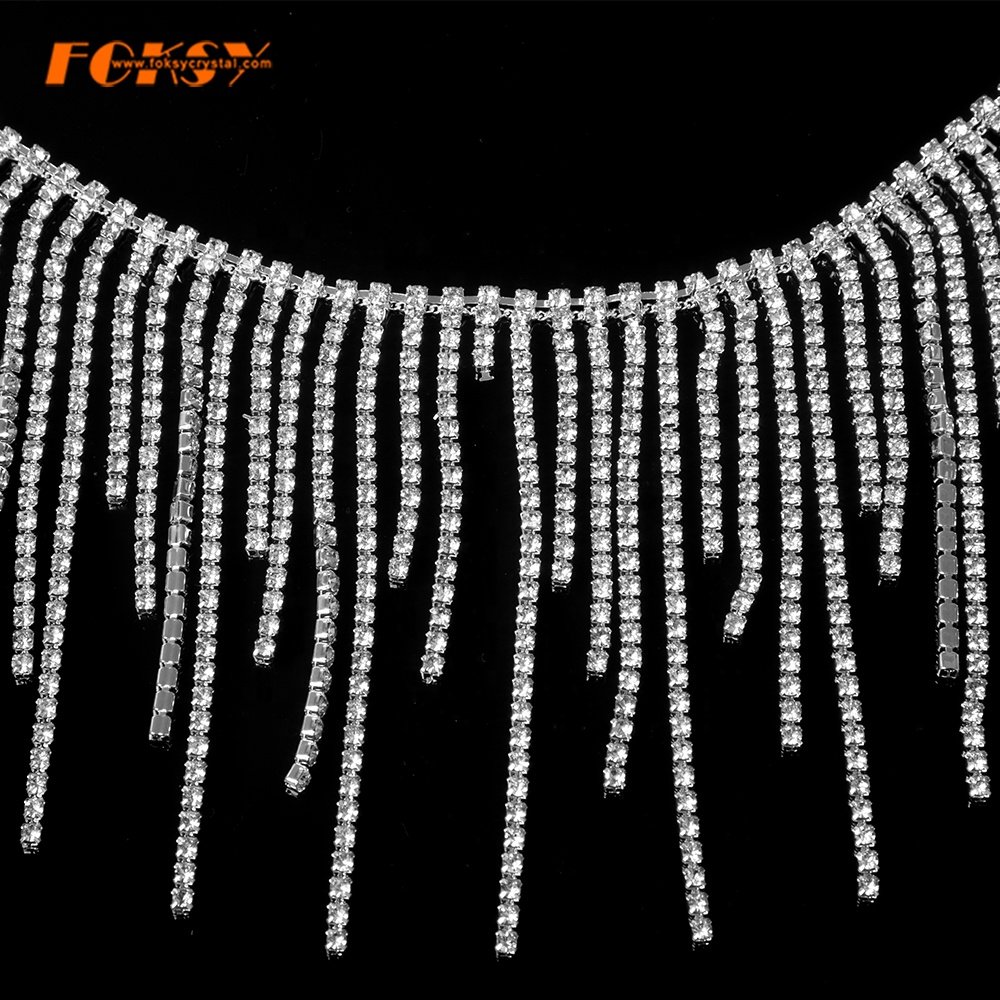Wholesale Crystal Rhinestone Chain Trimming Bridal Rhinestone Trim Applique Wedding Belt Garment Accessories