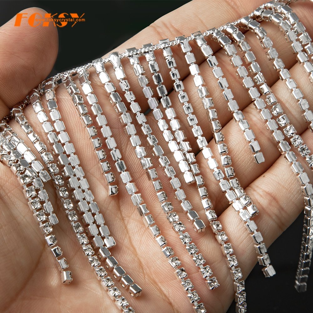 Wholesale Crystal Rhinestone Chain Trimming Bridal Rhinestone Trim Applique Wedding Belt Garment Accessories
