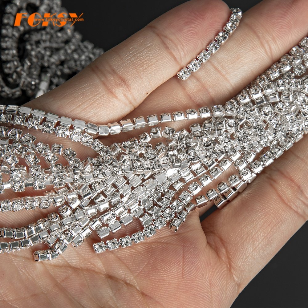 Wholesale Crystal Rhinestone Chain Trimming Bridal Rhinestone Trim Applique Wedding Belt Garment Accessories