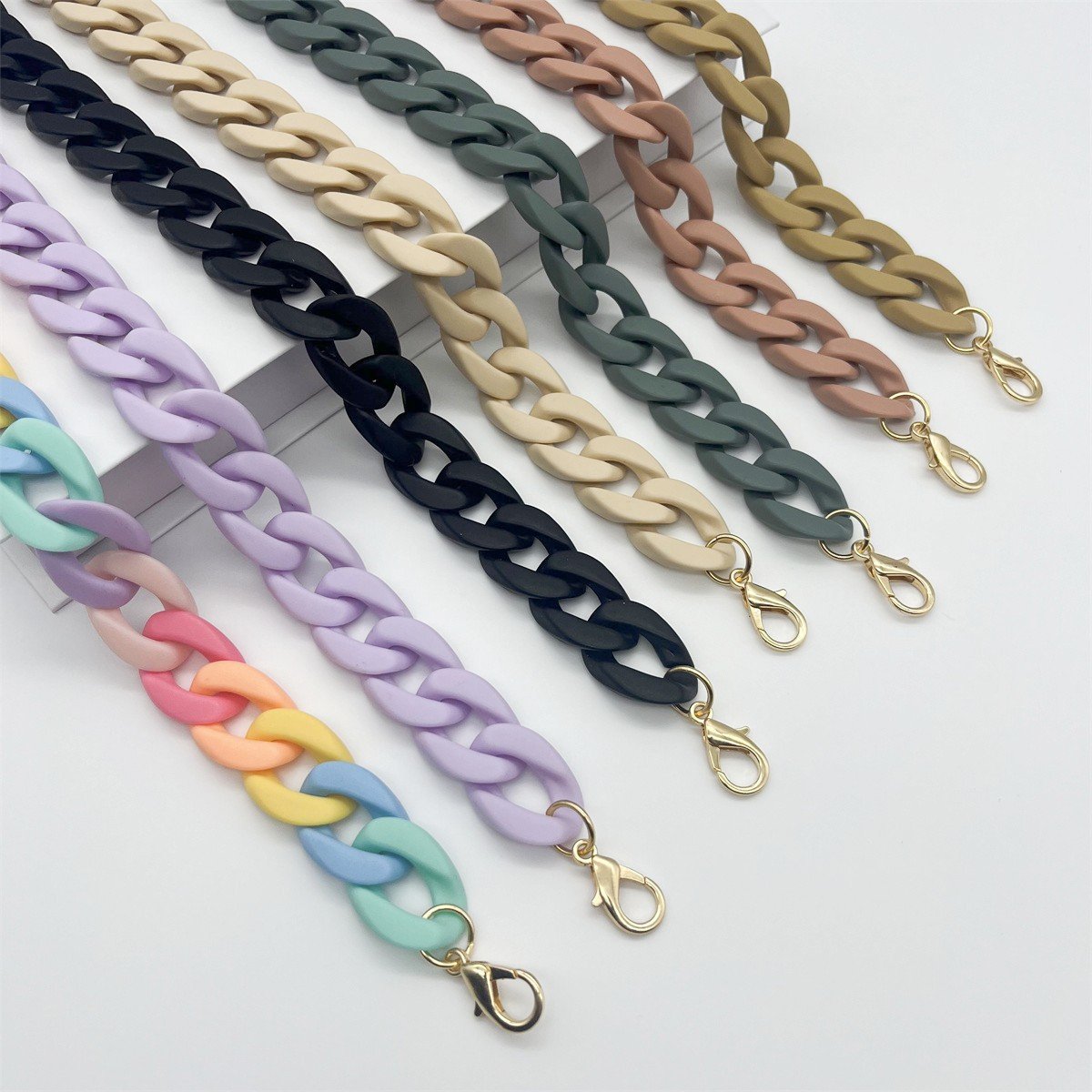 120cm Matte solid color women Acrylic Mobile Phone Chains Lanyard Bag Chunky Acrylic Phone Crossbody Strap