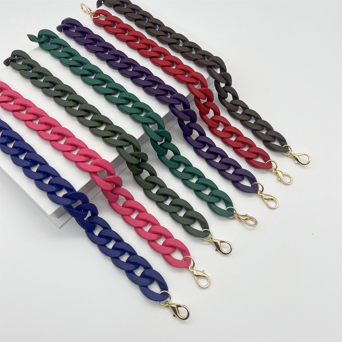120cm Matte solid color women Acrylic Mobile Phone Chains Lanyard Bag Chunky Acrylic Phone Crossbody Strap