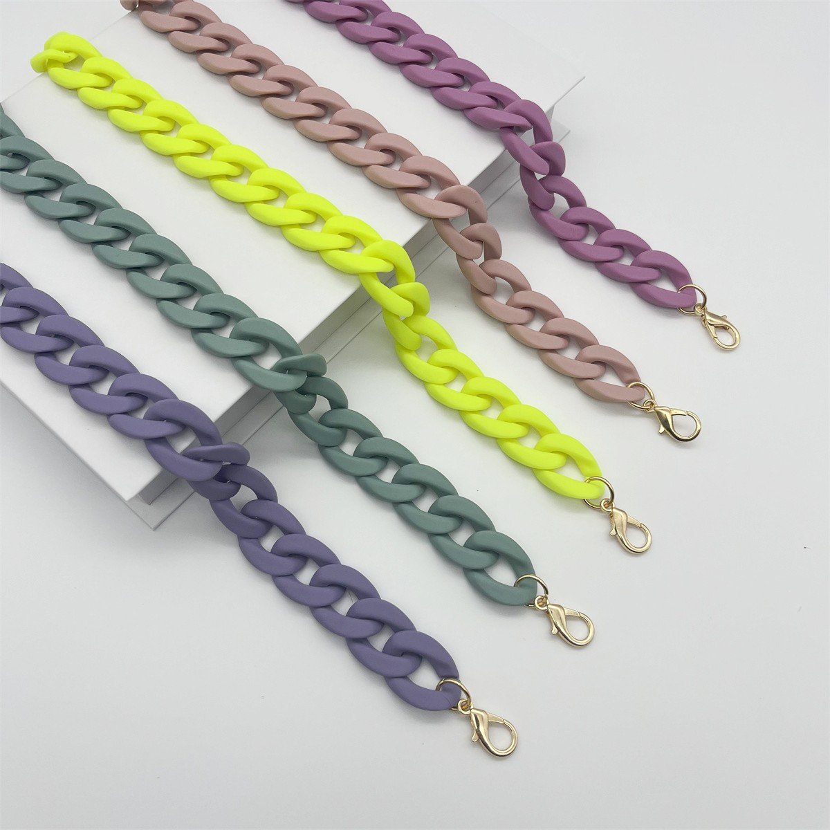 120cm Matte solid color women Acrylic Mobile Phone Chains Lanyard Bag Chunky Acrylic Phone Crossbody Strap