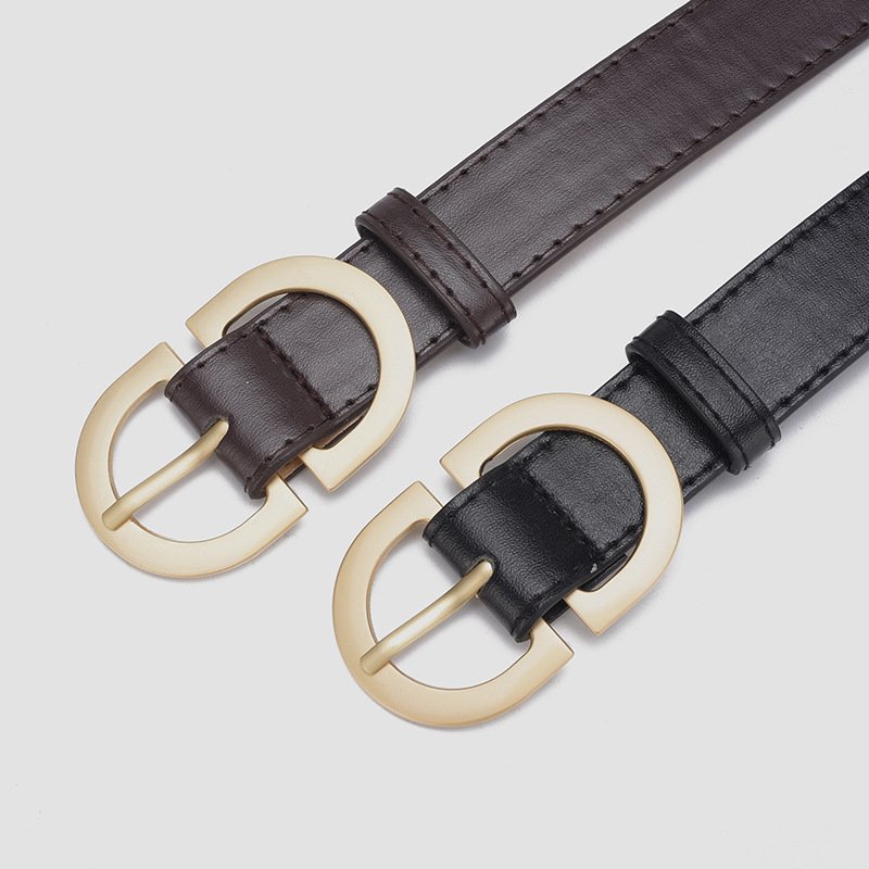 CPC Popular Vintage Women's Waist Belt Simple Alloy Buckle PU Leather Daily Used Ladies Girl Waistband