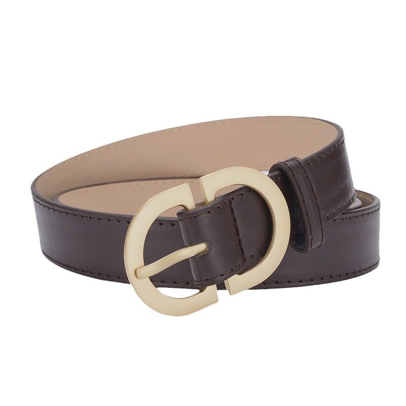 CPC Popular Vintage Women's Waist Belt Simple Alloy Buckle PU Leather Daily Used Ladies Girl Waistband