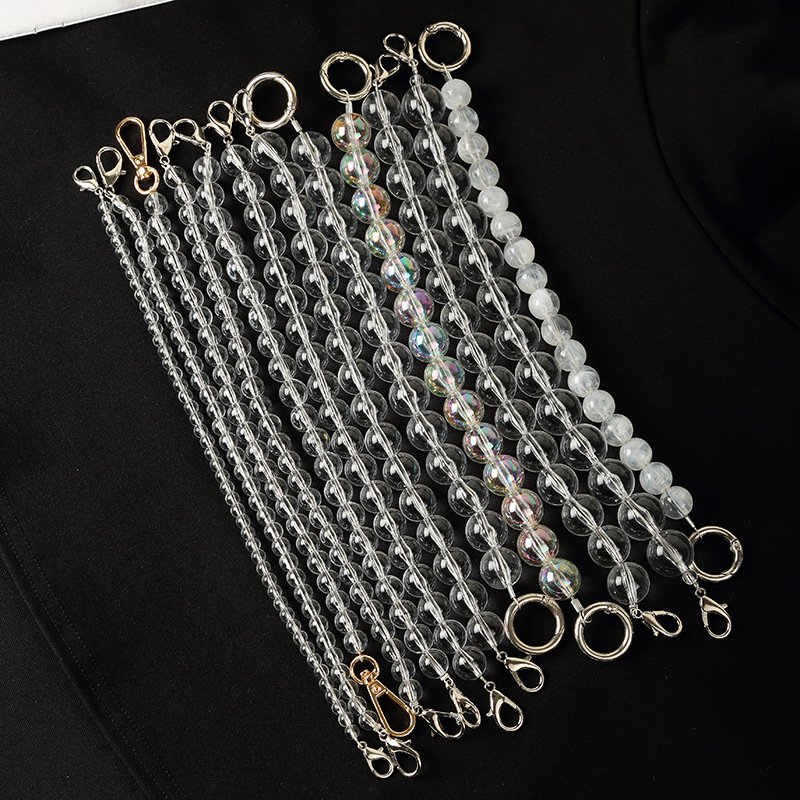 REWIN Wholesale Acrylic Phone Bead Chain Strap Custom Various Size Clear Crystal AB Colorful Beaded Bag Purse Handle