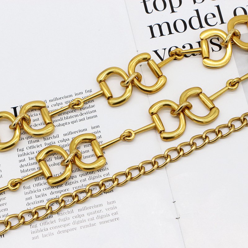 Wholesales Cheapest Metal Antique 18k Gold Color Multi-layer Exaggerated Body Chain Waist With D Buckle For Women