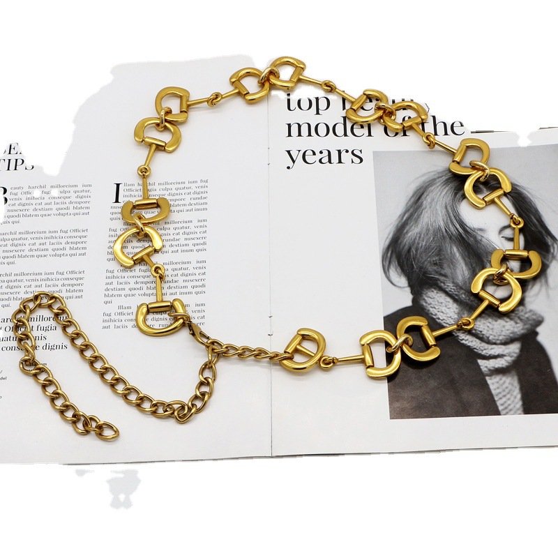 Wholesales Cheapest Metal Antique 18k Gold Color Multi-layer Exaggerated Body Chain Waist With D Buckle For Women