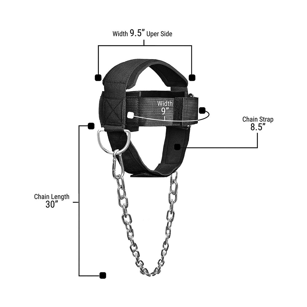 Customized fitness head harness for adjustable head & neck lifting training perfect for weightlifting and other sports