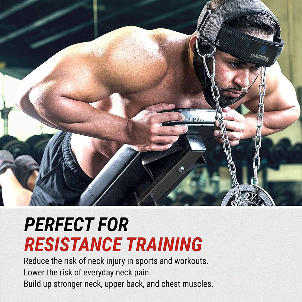 Customized fitness head harness for adjustable head & neck lifting training perfect for weightlifting and other sports