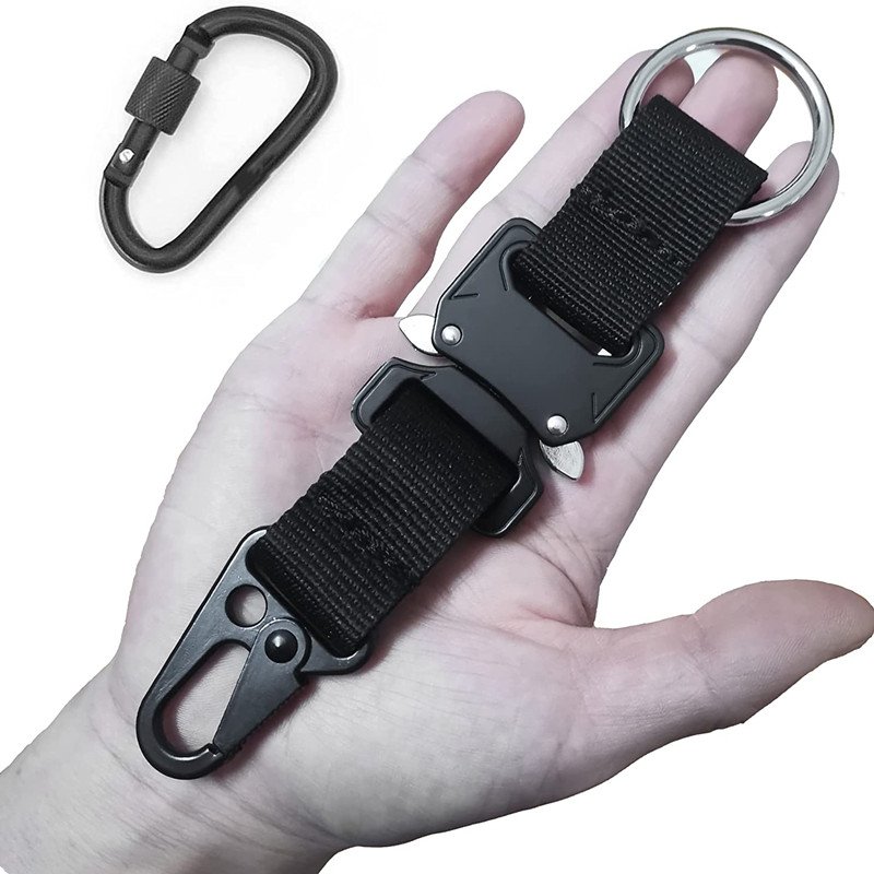 Tactical Gear Keychain Clip Key Chains for Mens Keychain Tactical Accessories Nylon Belt Keychain Tactical Key Chain