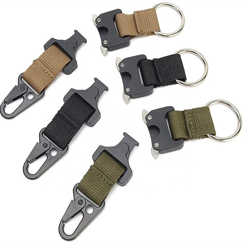 Tactical Gear Keychain Clip Key Chains for Mens Keychain Tactical Accessories Nylon Belt Keychain Tactical Key Chain