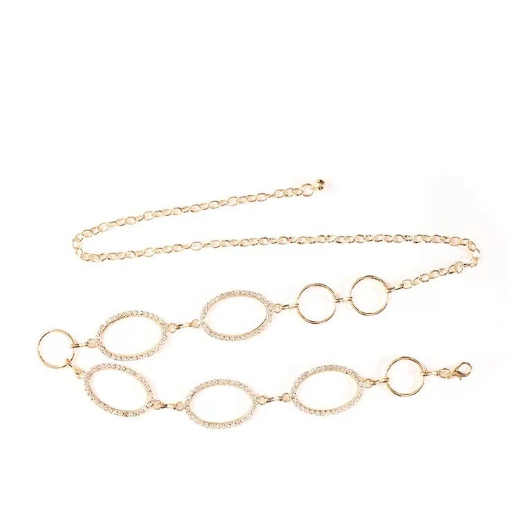 Keyon Belt Heart Diamond Chest Luxury Tassel Flashing Rhinestone Gold Plated For Women cross v fashion jewelry body chain