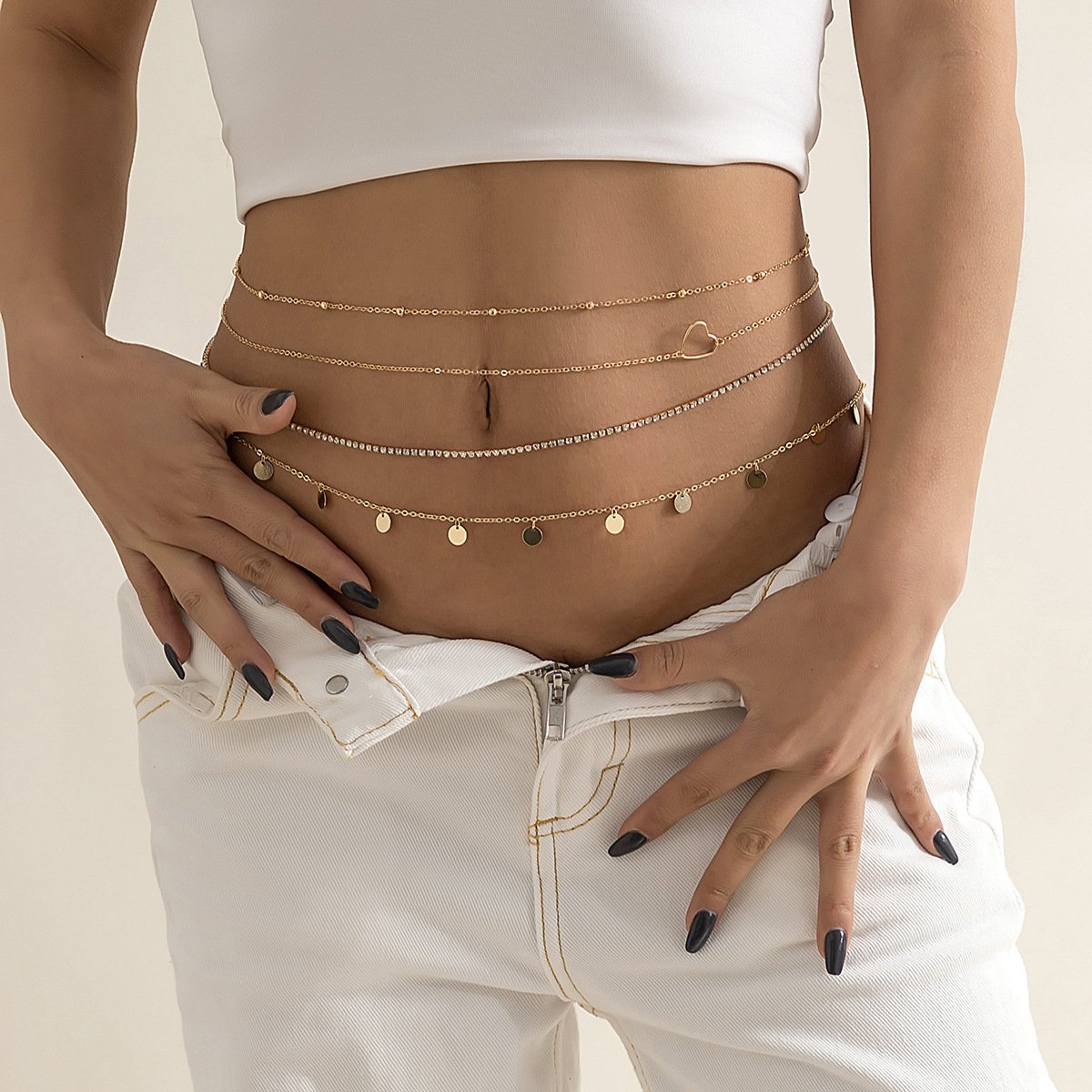 Body Chain Sexy Multilayer Tassel Sequined Metal Waist Chain Tassel Thin Chain