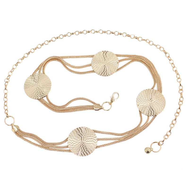 Multi Layers Gold Plating Metal Fittings Decoration Chain Waist Belt For Women Dress