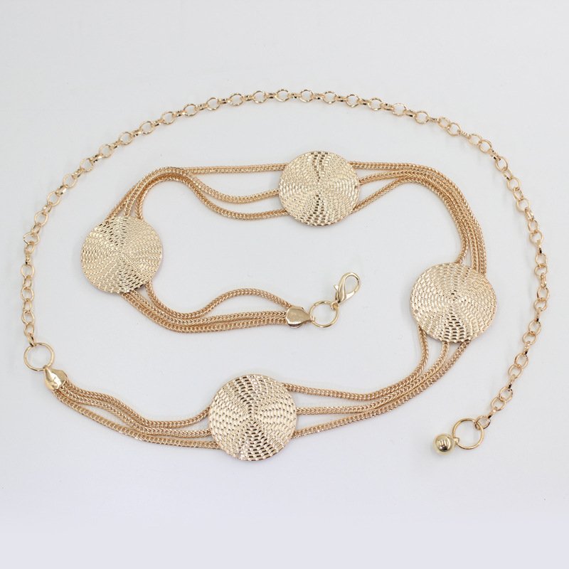 Multi Layers Gold Plating Metal Fittings Decoration Chain Waist Belt For Women Dress