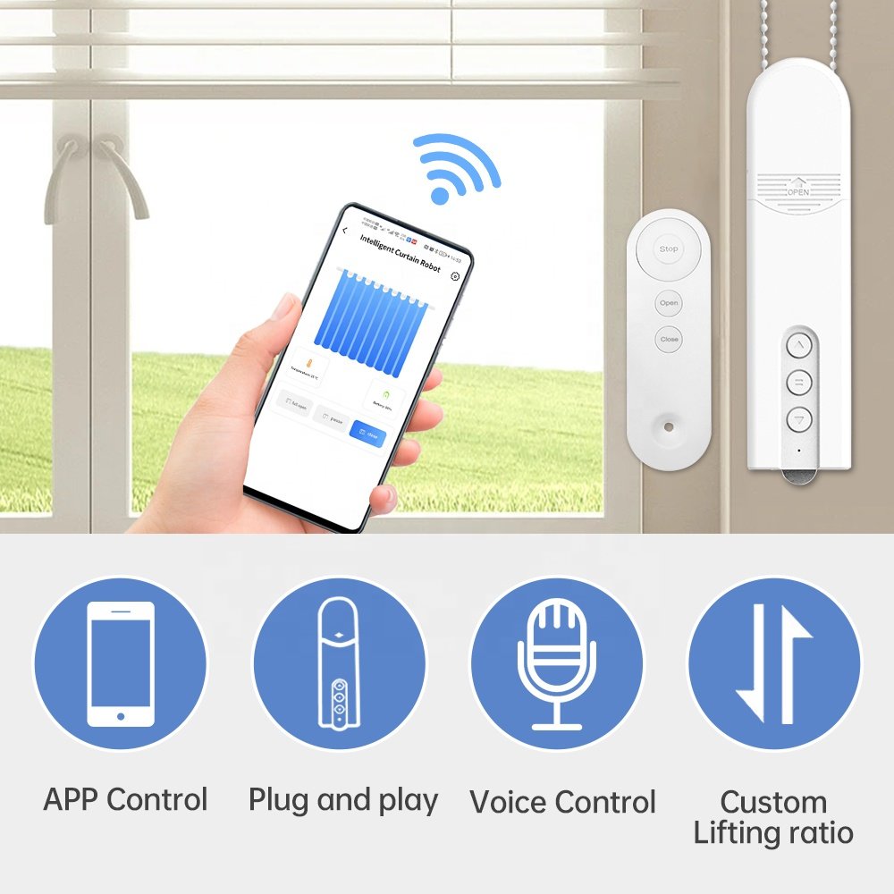 Chain Roller Blinds Wifi Battery Zigbee Solar Powered Smart Blind Motor Bead Pulling Motor Blind Smart Curtain Motorized Roller