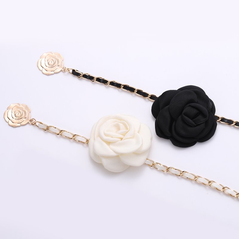 Hot Selling Fashion Gold Leather Waist Flower Chains Wholesale Custom High Quality Waist Belt Women Elegant Chain Belts