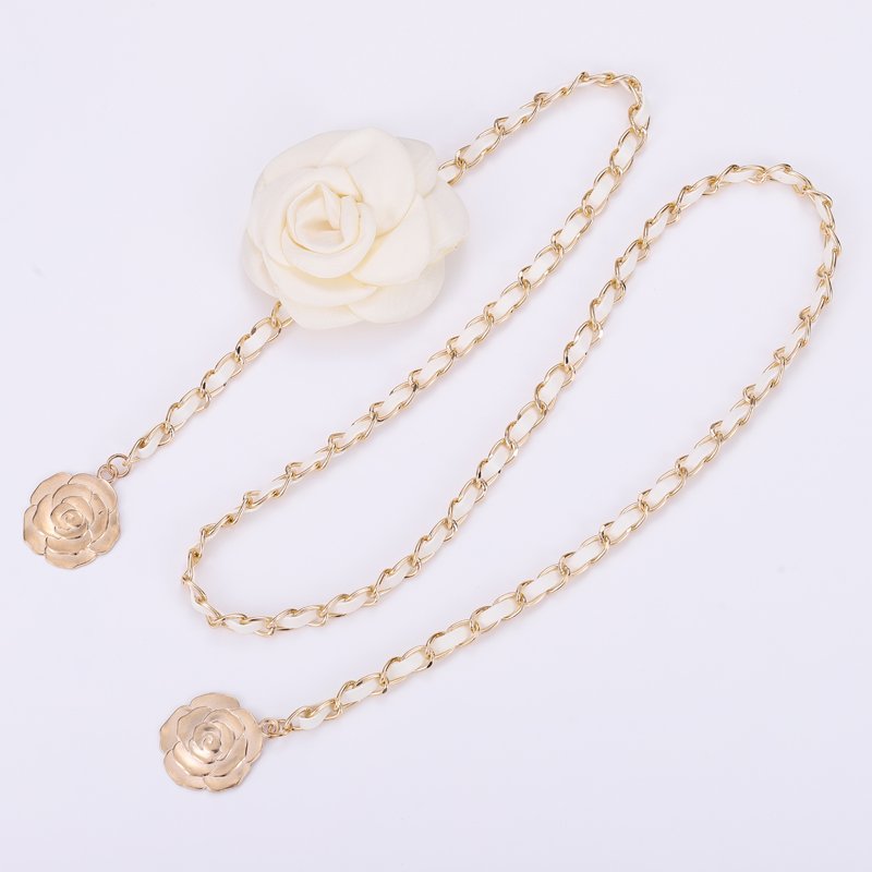 Hot Selling Fashion Gold Leather Waist Flower Chains Wholesale Custom High Quality Waist Belt Women Elegant Chain Belts