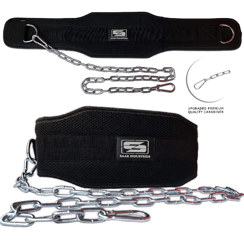 Weightlifting Gym Fitness Accessories Exercise Neoprene Dipping Belt With Heavy Strong Steel Chain