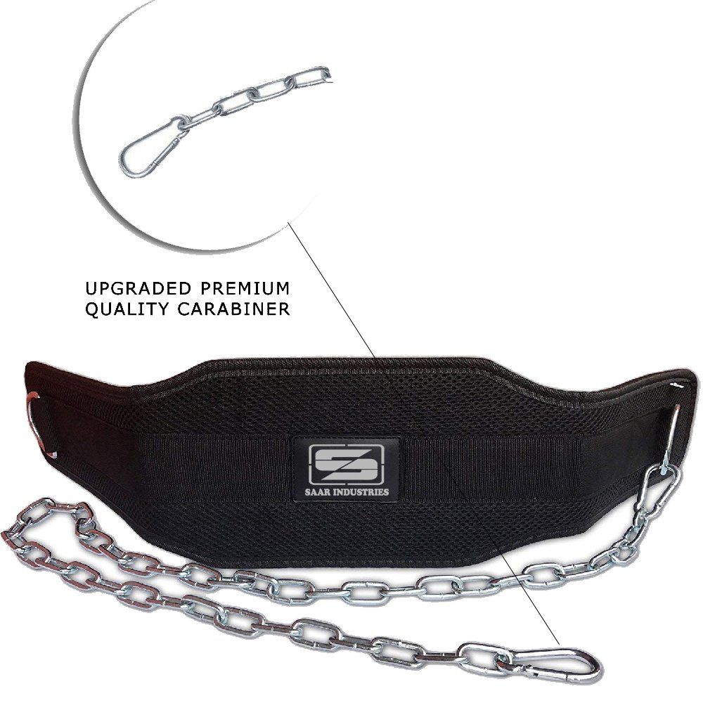 Weightlifting Gym Fitness Accessories Exercise Neoprene Dipping Belt With Heavy Strong Steel Chain