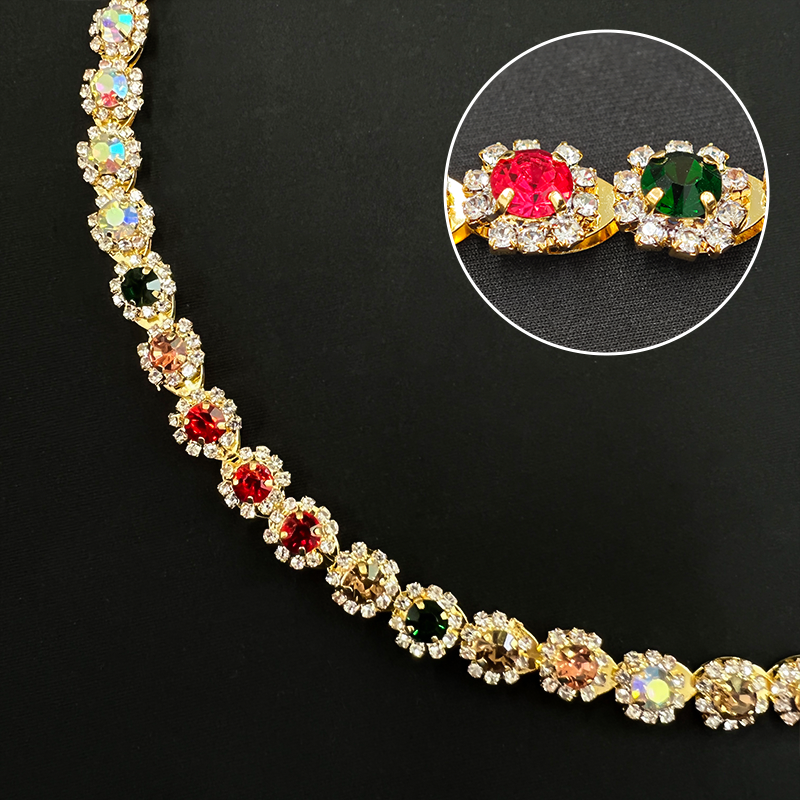 Best Selling Cap Chain Super Shiny Textured 1 Roll for 10 Yards Glass Material Rhinestones for Wedding Evening Dresses Shoes