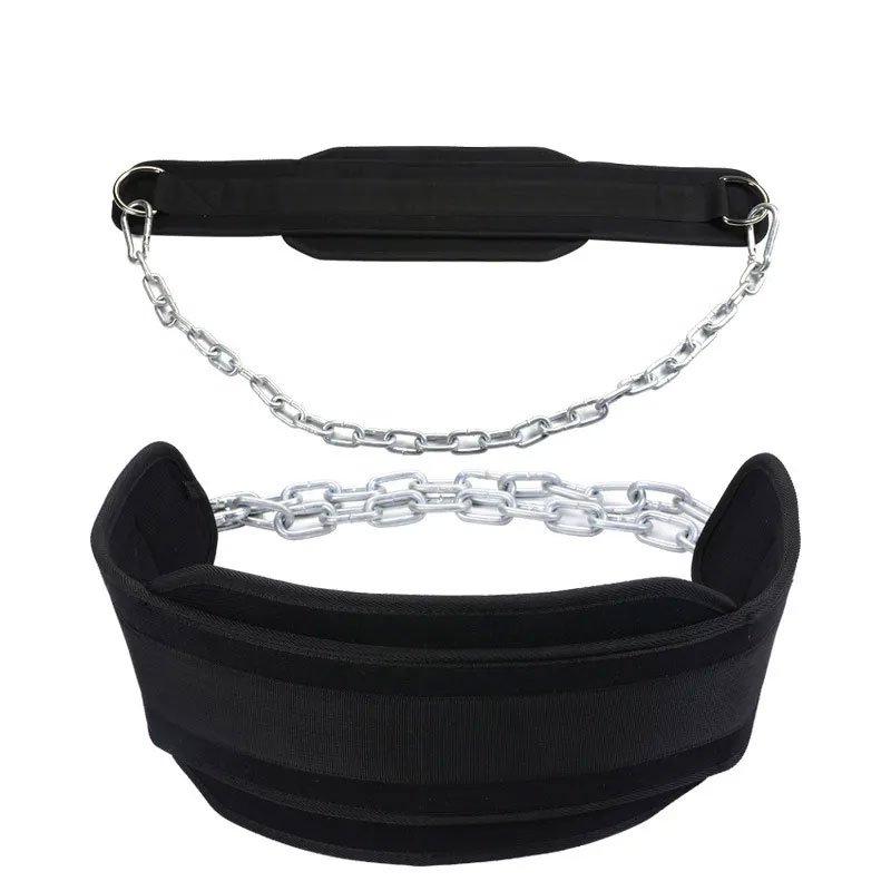 EVA Weight Lifting Pull up Neoprene Support Gym Workout Weight Training Belt Dip With Steel Chain