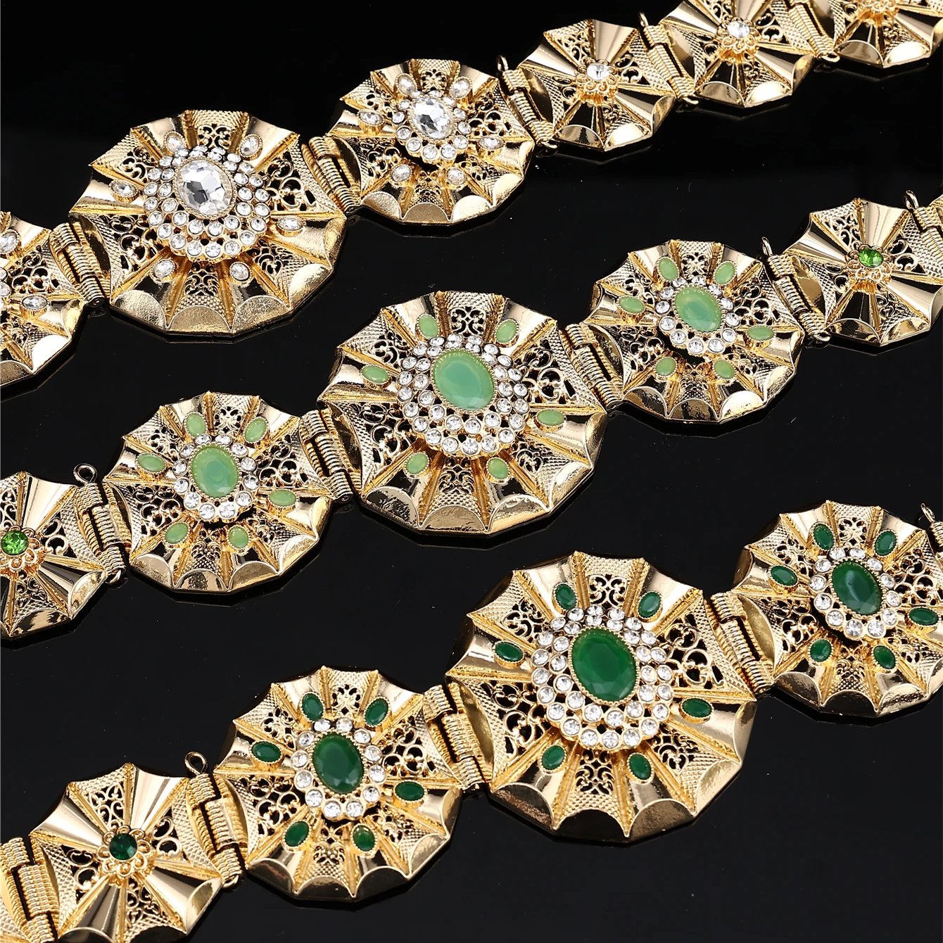 Elegant Round Moroccan Gold Color Belt Made Purely By Hand Of Court Carved Metal Waist Chain With Adjustable Length