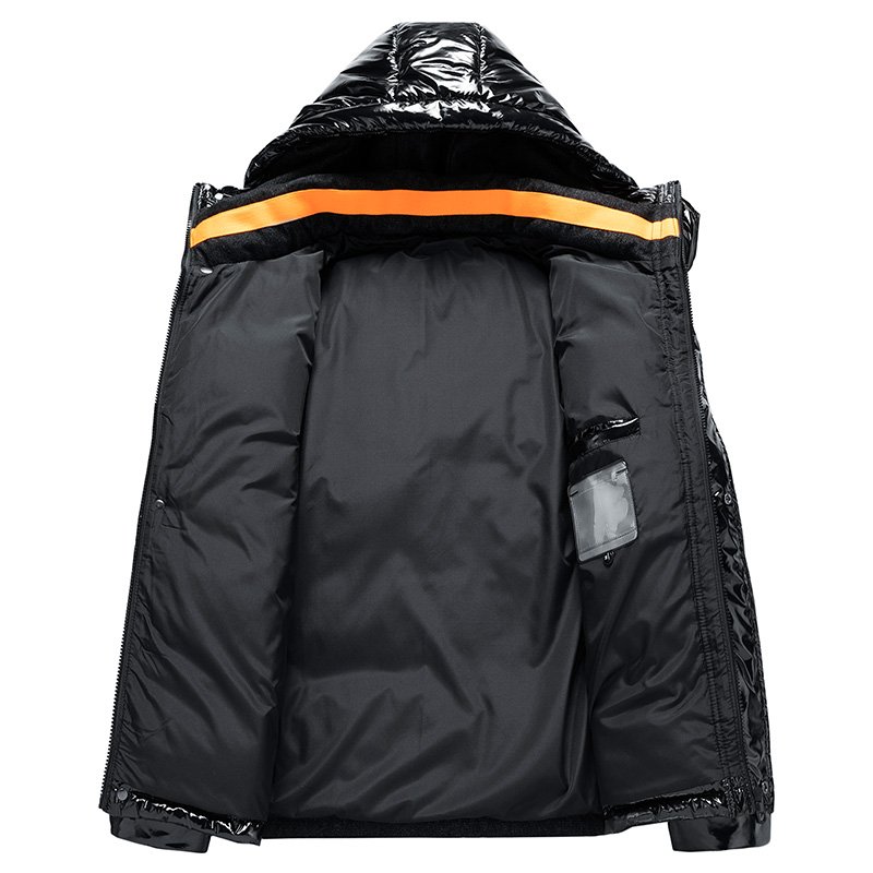 Winter detachable sleeves and hood warm padded custom logo water repellent puffer jacket button up stand collar men down jacket