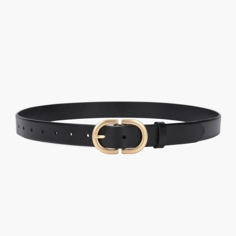 Girls Fashion Simple Leather Strap For Jeans Lady Daily Life Wait Belt With Metal Buckle Woman Decorative Waistband