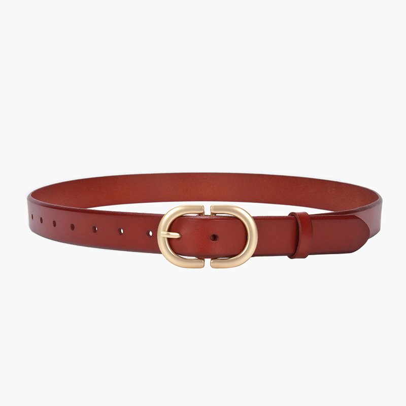 Girls Fashion Simple Leather Strap For Jeans Lady Daily Life Wait Belt With Metal Buckle Woman Decorative Waistband