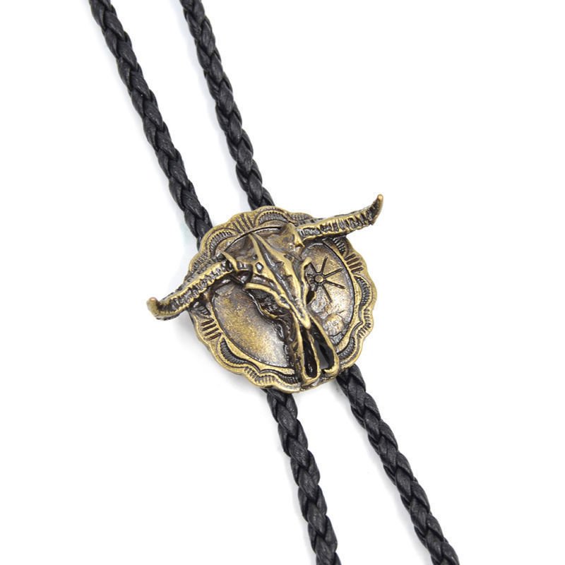 New arrival Western Bull Head bolo tie Foreign trade vintage shirt chain polo neckline rope necklace tie