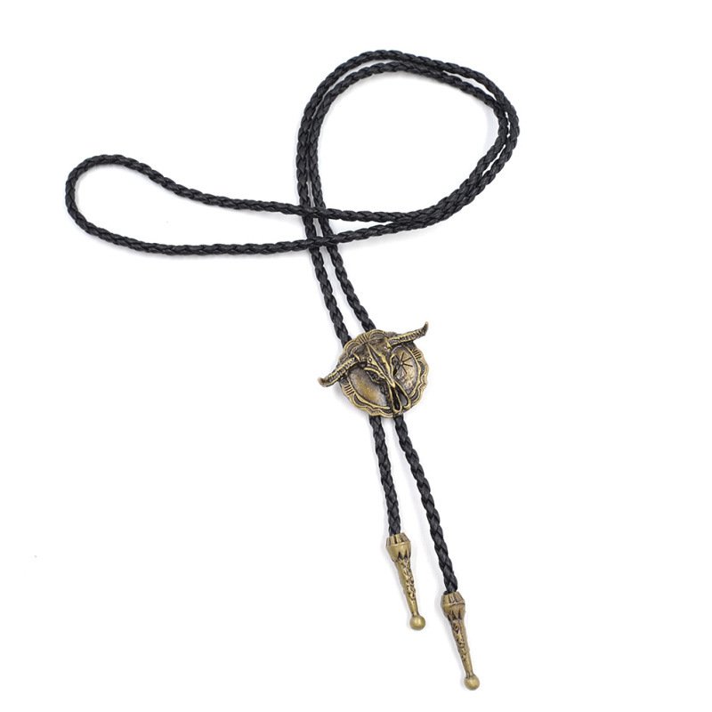 New arrival Western Bull Head bolo tie Foreign trade vintage shirt chain polo neckline rope necklace tie