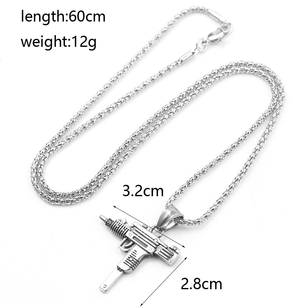 Gun Pendant Necklace Chain Cool Stainless Steel Hip Hop Gold Black Silver Color Male Men Jewelry Guys Girls Gun Woman Necklaces