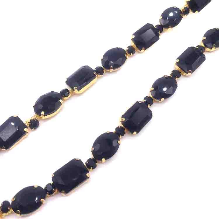 China manufacturer sewing rhinestone accessories rhinestone trimming diamond dress trim charm gem trimming chain for costume