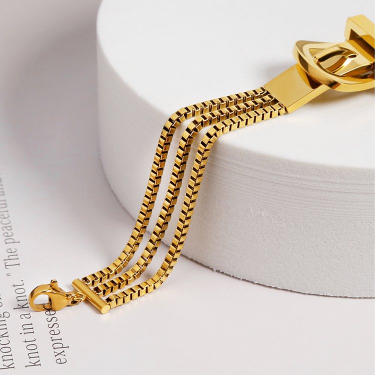 New Fashionable Belt Design Bracelet 14K Gold Stainless Steel Bangle Bracelet Jewelry For Women Men