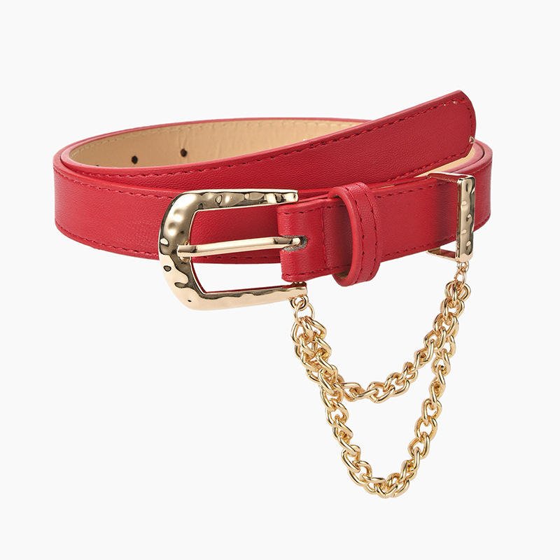 Wholesale Width New Stretch Leather Belt For Women Dresses And Pants Belt With Chains