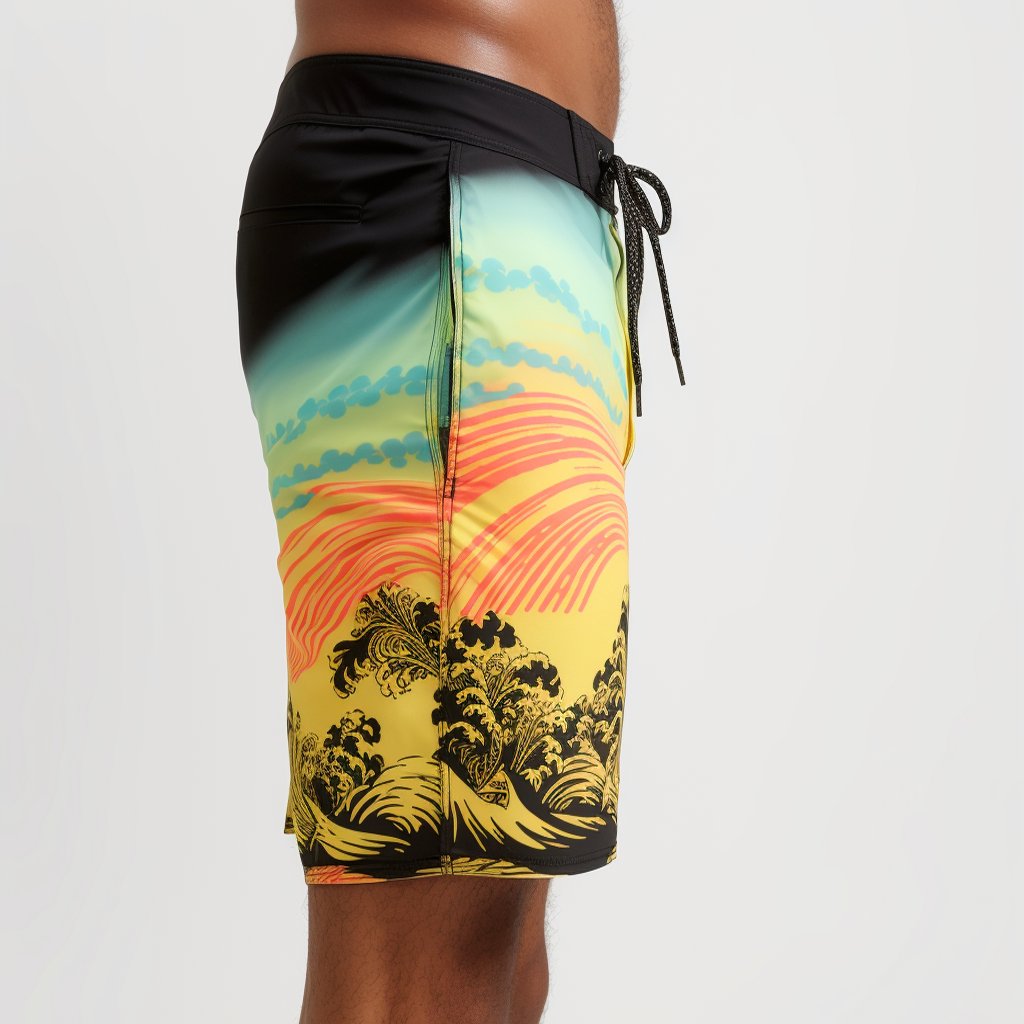 Custom Logo Beach Board Shorts Quick Drying Surfing Swimwear & Beachwear Pockets Swim Trunks Men Boardshorts